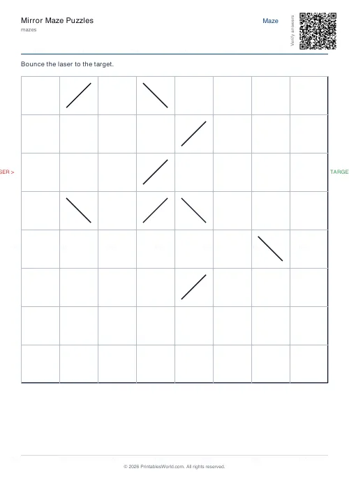 Free printable mirror maze (8×8), PDF download