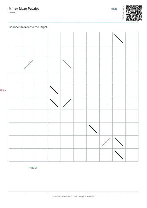 Free printable mirror maze (10×10), PDF download