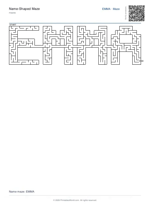 Free printable name maze — 2, with answer key — PDF download