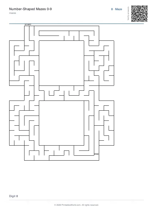 Free printable number maze — 8, with answer key — PDF download