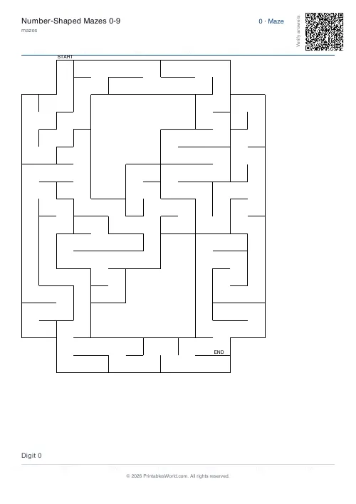 Free printable number maze — 2, with answer key — PDF download