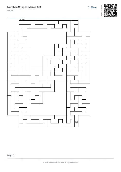 Free printable number maze — 3, with answer key — PDF download