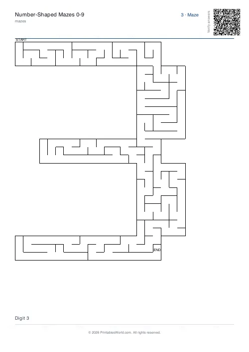 Free printable number maze — 3 — PDF download