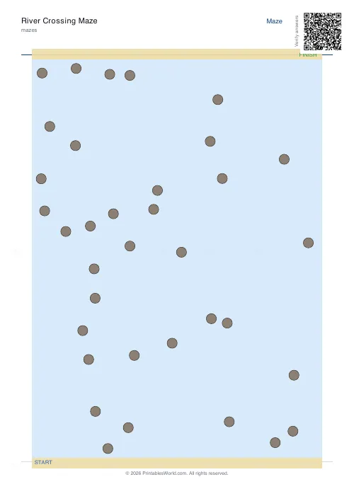 Free printable river crossing maze (35, with answer key), PDF download