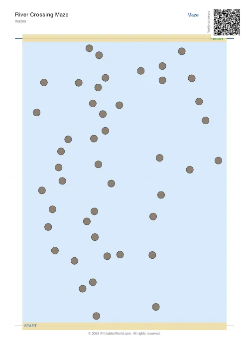 Free printable river crossing maze (45, with answer key), PDF download