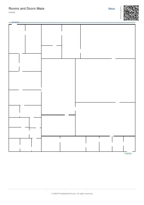Free printable rooms and doors maze — 32, with answer key — PDF download