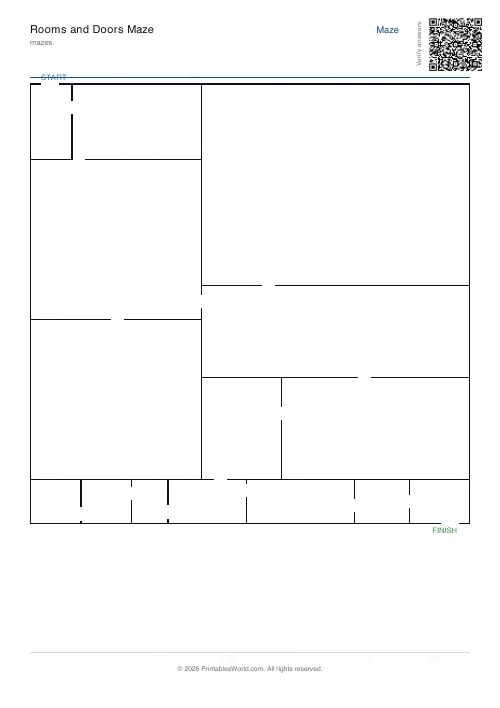Free printable rooms and doors maze — 16 — PDF download