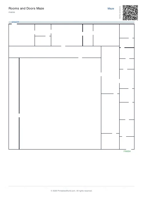 Free printable rooms and doors maze — 24 — PDF download