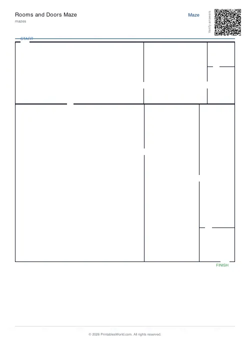 Free printable rooms and doors maze — 8, with answer key — PDF download