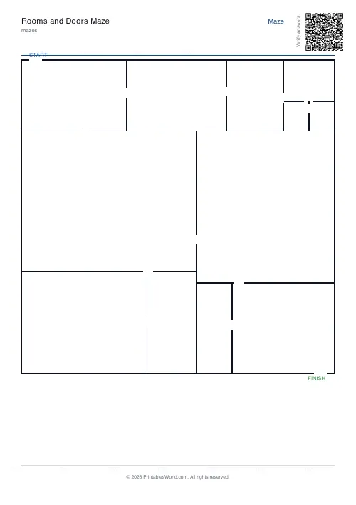 Free printable rooms and doors maze — 12, with answer key — PDF download