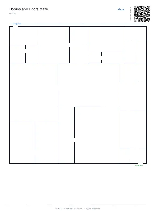 Free printable rooms and doors maze — 24, with answer key — PDF download