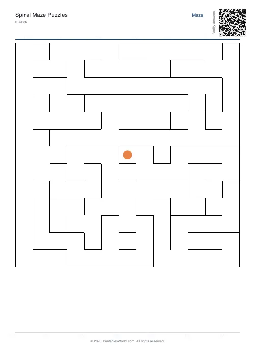 Free printable spiral maze — 13×13, with answer key — PDF download