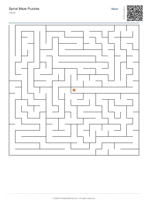 Free printable spiral maze — 21×21, with answer key — PDF download