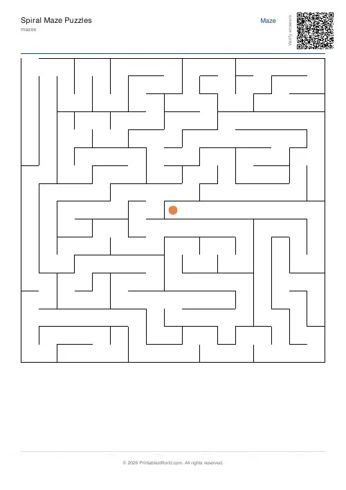 Free printable spiral maze — Hard — PDF download