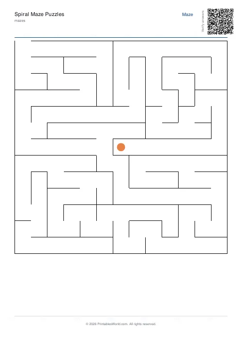 Free printable spiral maze — 13×13 — PDF download