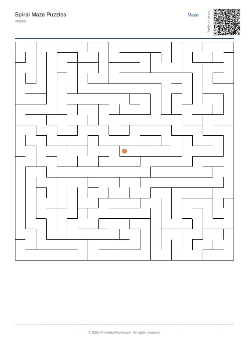 Free printable spiral maze — 21×21 — PDF download