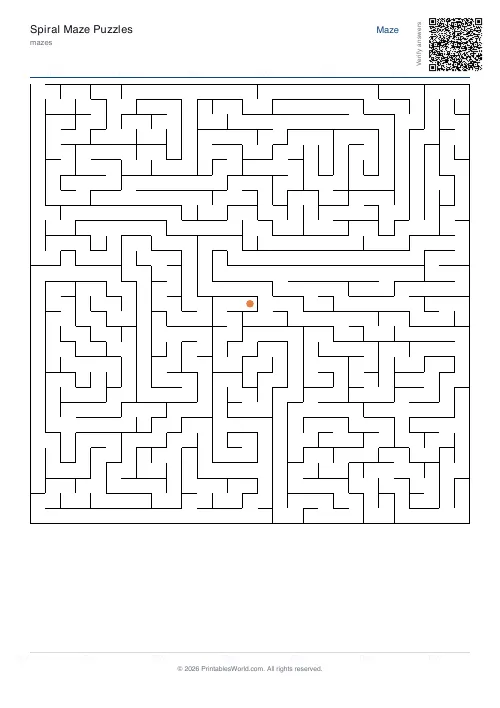 Free printable spiral maze — 29×29 — PDF download