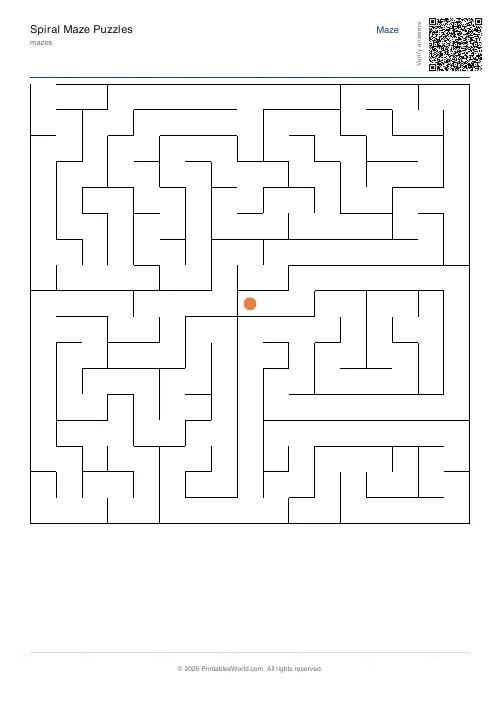 Free printable spiral maze — Easy, with answer key — PDF download