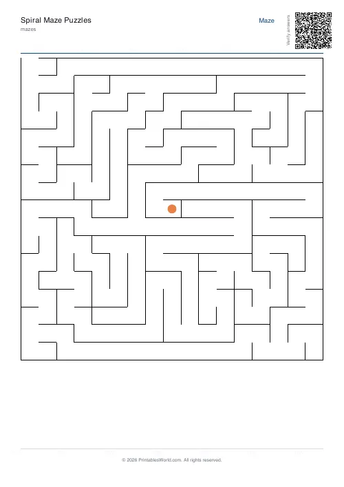 Free printable spiral maze — Medium, with answer key — PDF download