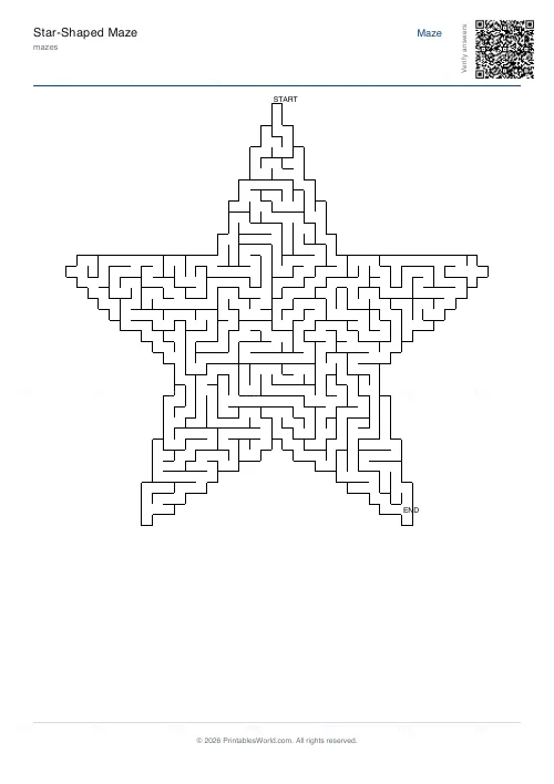 Free printable star maze (45, with answer key), PDF download