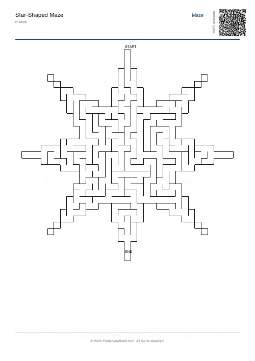 Free printable star maze (8-point), PDF download