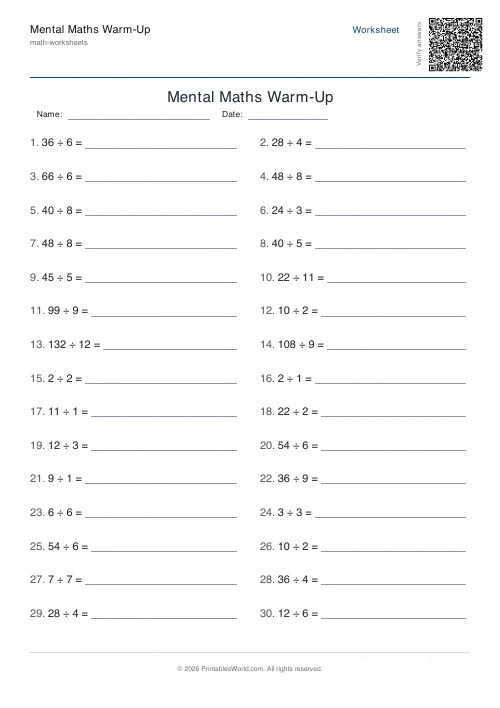 Free printable mental maths worksheet — Add — PDF download