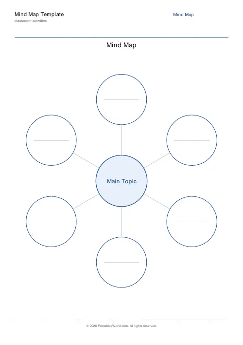 Free printable mind map template — 6 — PDF download