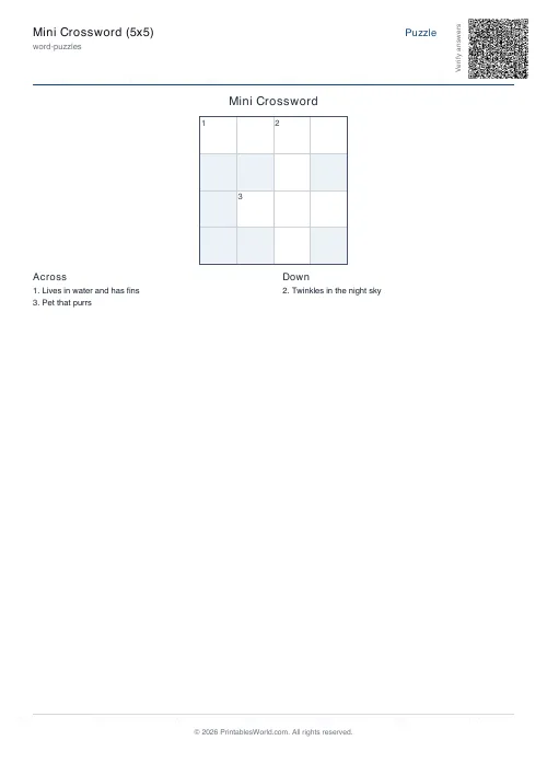 Free printable crossword puzzle — Auto fit — PDF download