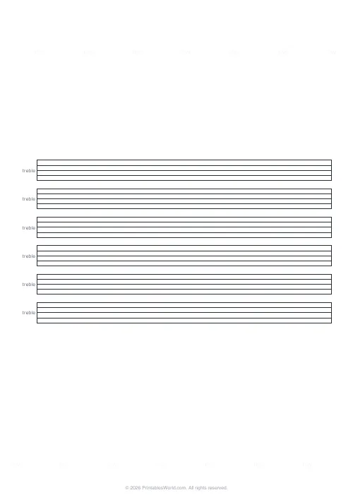 Free printable music staff paper — 6 staves — PDF download