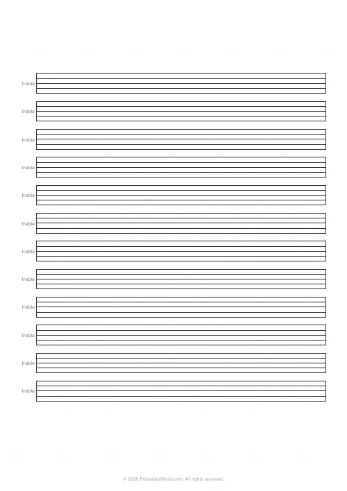 Free printable music staff paper — 12 staves — PDF download