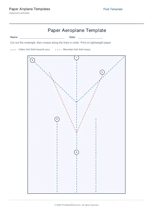 Free printable paper airplane template (Hide steps), PDF download