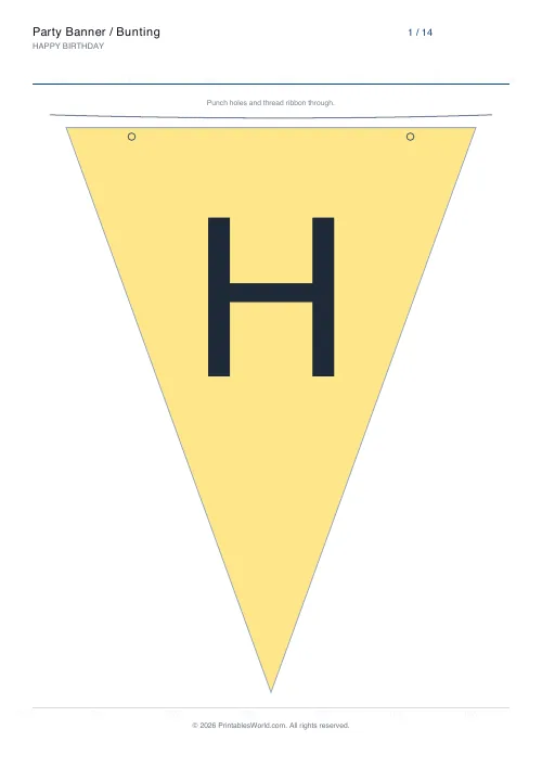 Free printable party banner / bunting — Triangle — PDF download