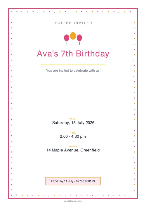 Free printable party invitation — PDF download