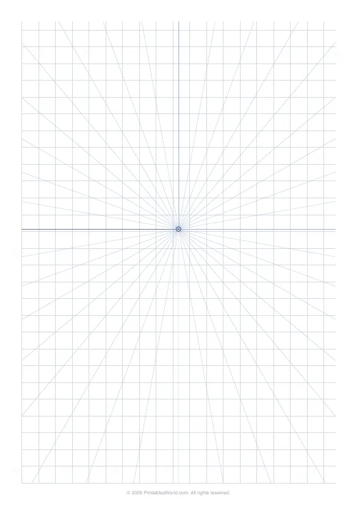Free printable perspective drawing grid (One-point), PDF download