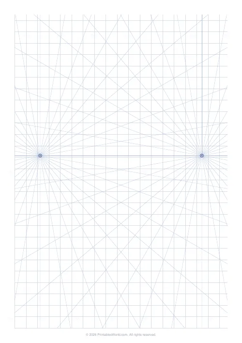 Free printable perspective drawing grid (Two-point), PDF download