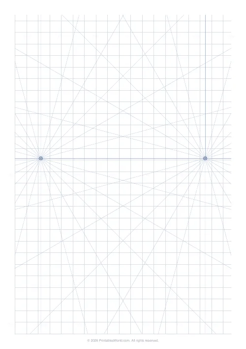 Free printable perspective drawing grid (24 rays), PDF download