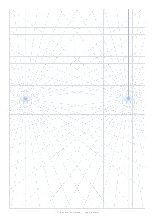 Free printable perspective drawing grid (48 rays), PDF download