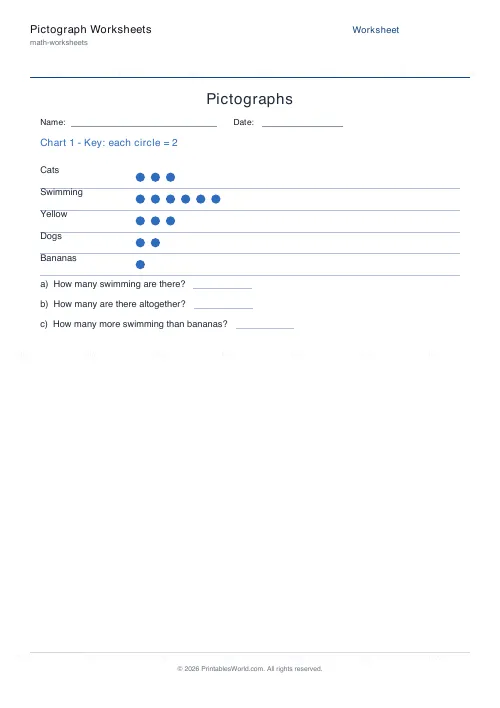 Free printable pictograph worksheet (5), PDF download