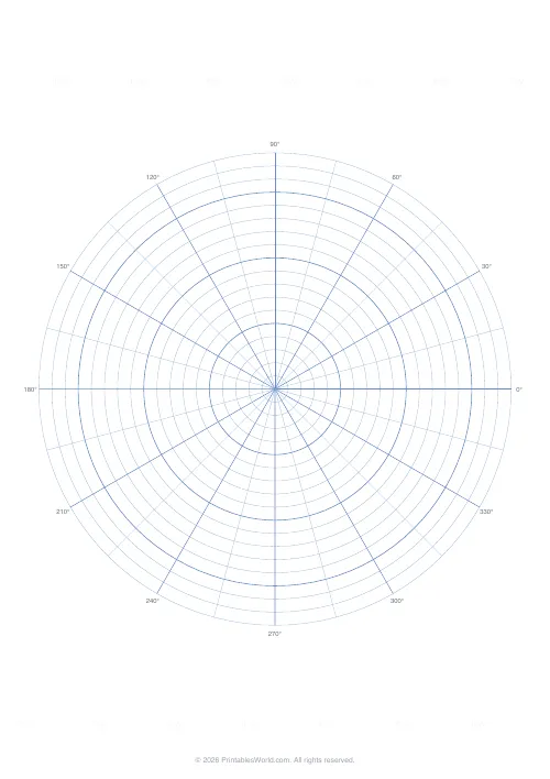 Free printable polar graph paper — 18 rings — PDF download