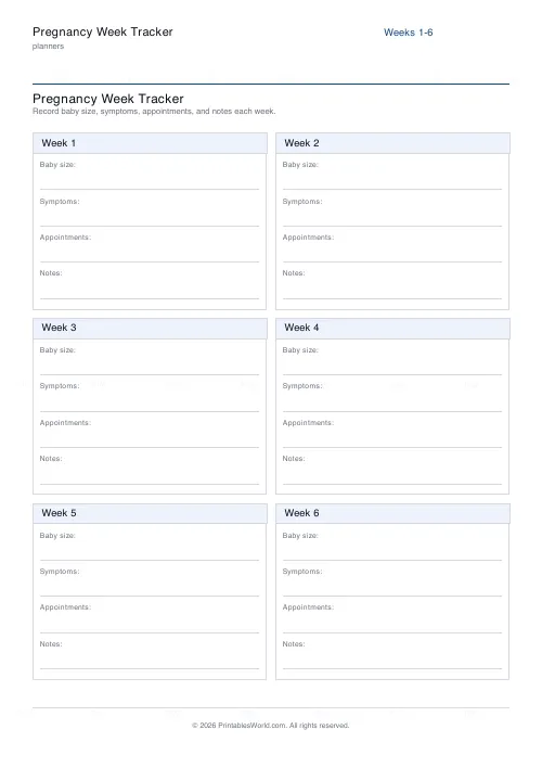 Free printable pregnancy tracker (From week 1), PDF download