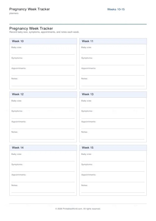 Free printable pregnancy tracker (From week 13), PDF download