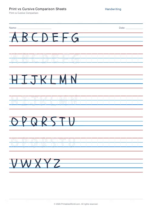 Free printable handwriting practice (Schoolbell), PDF download