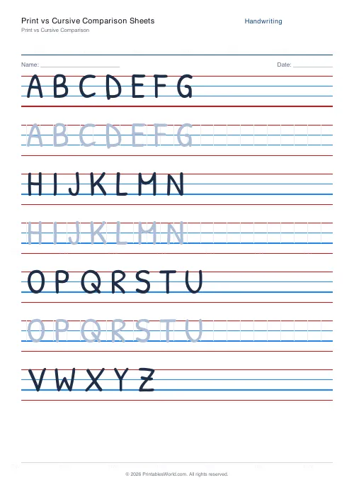 Free printable handwriting practice (Solid trace), PDF download