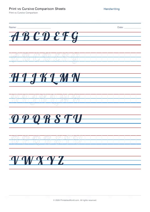 Free printable handwriting practice (Lobster (cursive)), PDF download