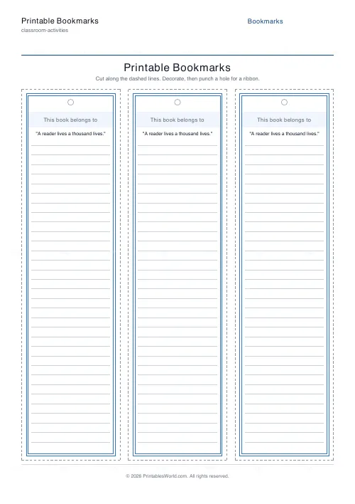 Free printable printable bookmarks (3), PDF download