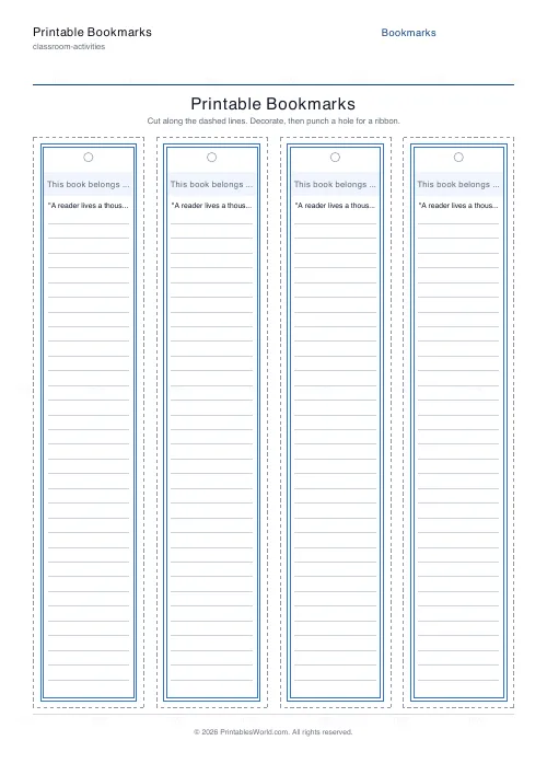 Free printable printable bookmarks (4), PDF download