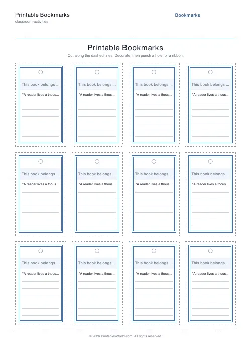 Free printable printable bookmarks (3), PDF download
