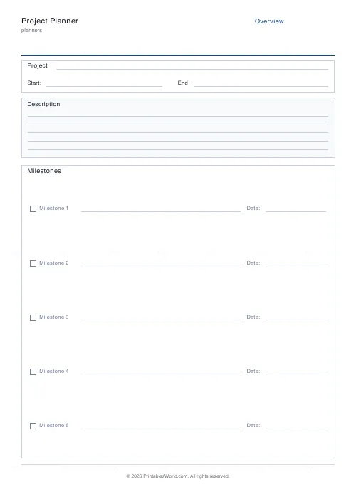 Free printable project planner (8 tasks), PDF download