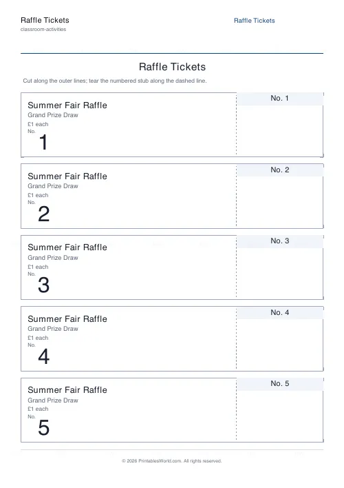 Free printable raffle tickets (Hide), PDF download