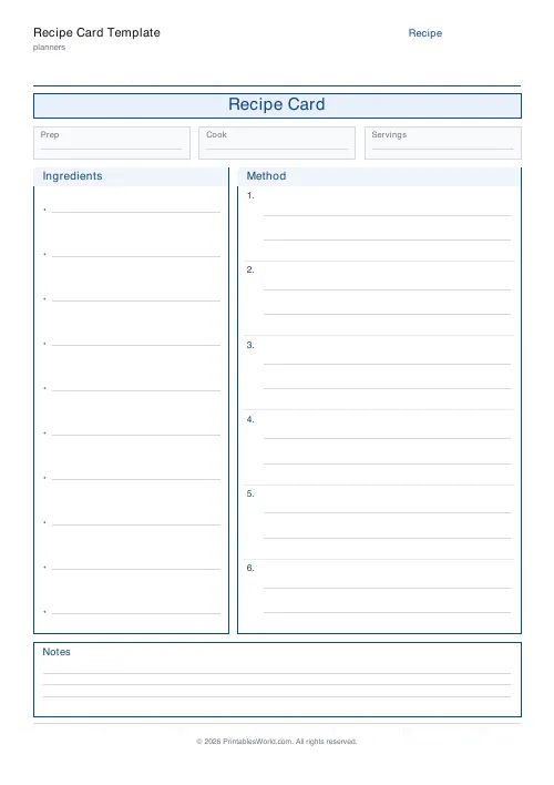 Free printable recipe card — 6 steps — PDF download